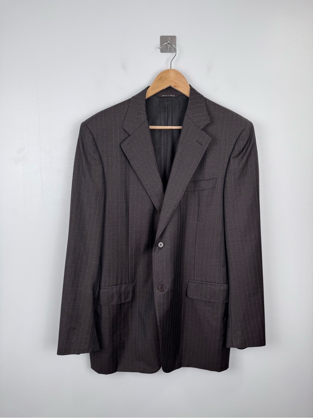 Canali Men Brown Pinstripe Wool Blazer Made In Italy 52 EU / 42 US‎ L